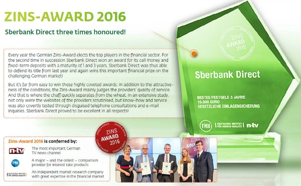 Sberbank Direct удостоился премии