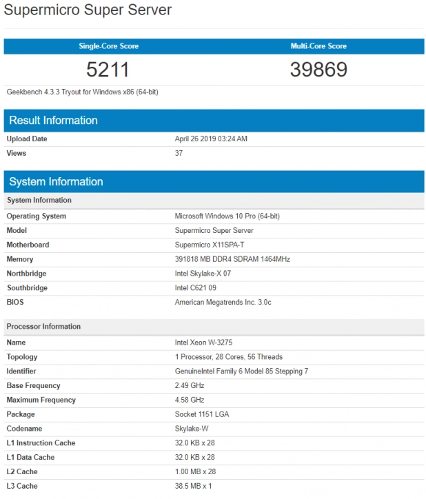 Появились данные о 28-ядерном процессоре Intel Xeon W-3275. Рис. 2