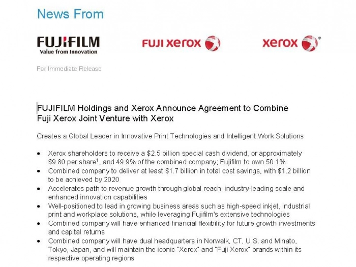 Fujifilm приобретает Xerox