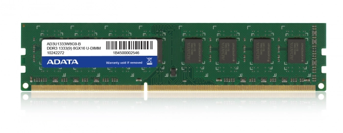ADATA сообщает о выпуске одинарных модулей памяти высокой емкости DDR3-1333 8 Гб