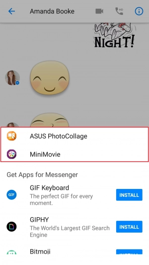 Приложения ASUS MiniMovie и PhotoCollage получили интеграцию с Facebook Messenger. Рис. 1