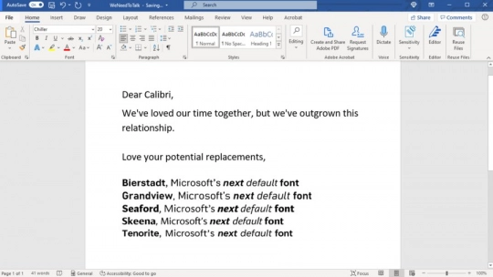 Microsoft поменяет шрифт Calibri. Рис. 1