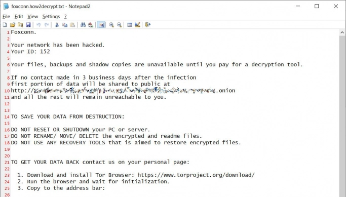 Хакеры взломали сеть завода Foxconn. Рис. 2